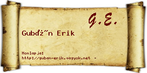 Gubán Erik névjegykártya